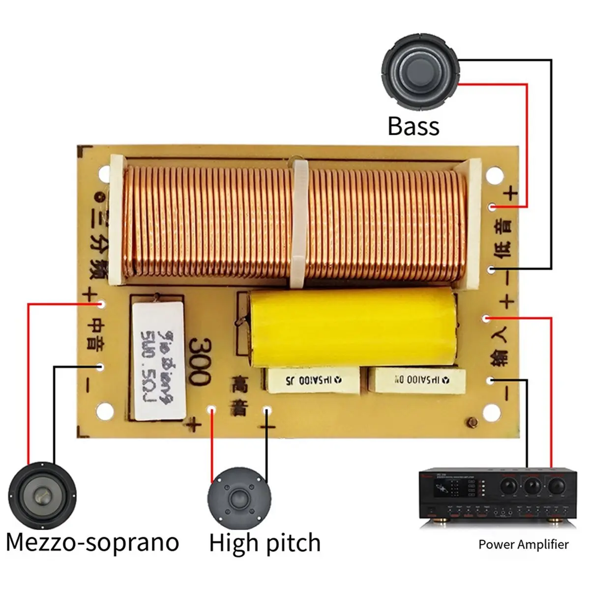 A72Z Hi-Fi 3 Way Audio Speaker Crossover Treble+Midrange+ Crossover Speakers Filter Frequency Divider Crossover Module