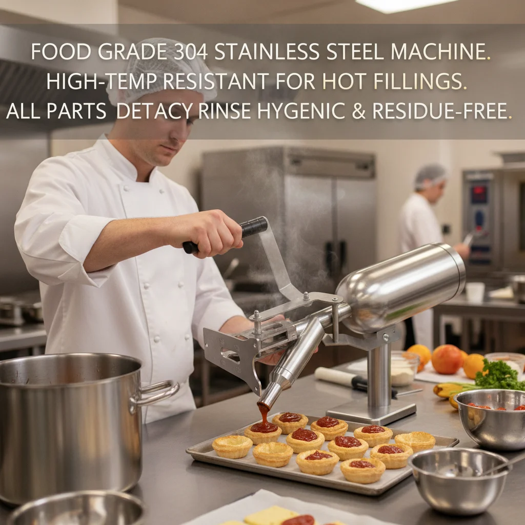 Manual Donut Filling Machine 5L 304 Stainless Steel, Cream Jam Injector with 4 Nozzles ±1g Accuracy, Pastry Filler for Bakeries Dessert Shops