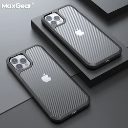 Luxury Carbon Fiber Shockproof Case for iPhone 14 13 12 Mini 11 15Pro Max X XR XS 7 8 Plus  Matte Bumper Transparent Armor Cover