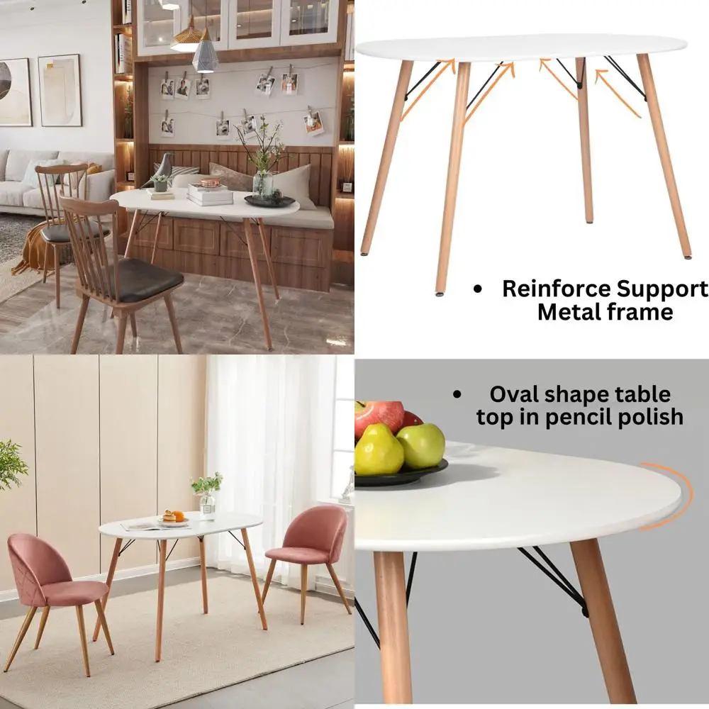 Minimalist White 47.2 Kitchen Dining Table for Small Spaces, Ideal for Living Room and Cafe