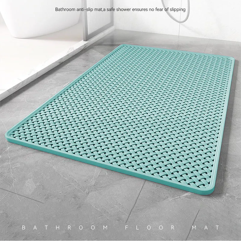 Pvc Braided Pattern Solid Color Floor Mat Eco-Friendly Quick-Drying Drainage Mat for Shower Room Soft Bathroom Non-Slip Carpet