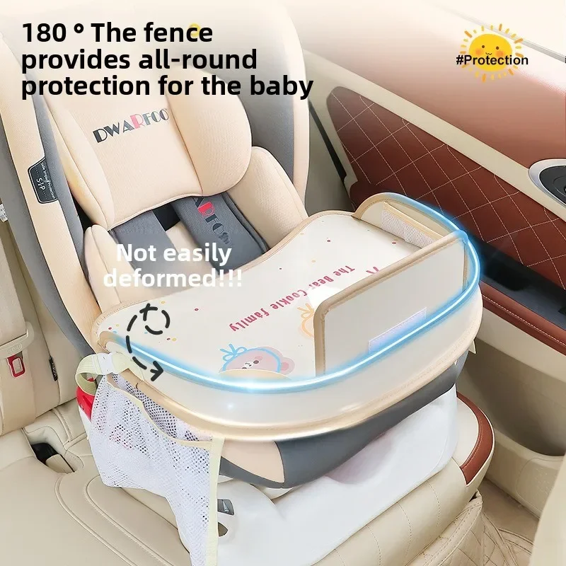 Taca na fotelik samochodowy dla nastolatków - wodoodporny, wielofunkcyjny schowek na tylne siedzenie i stół do jadalni - uroczy wzór z kreskówek