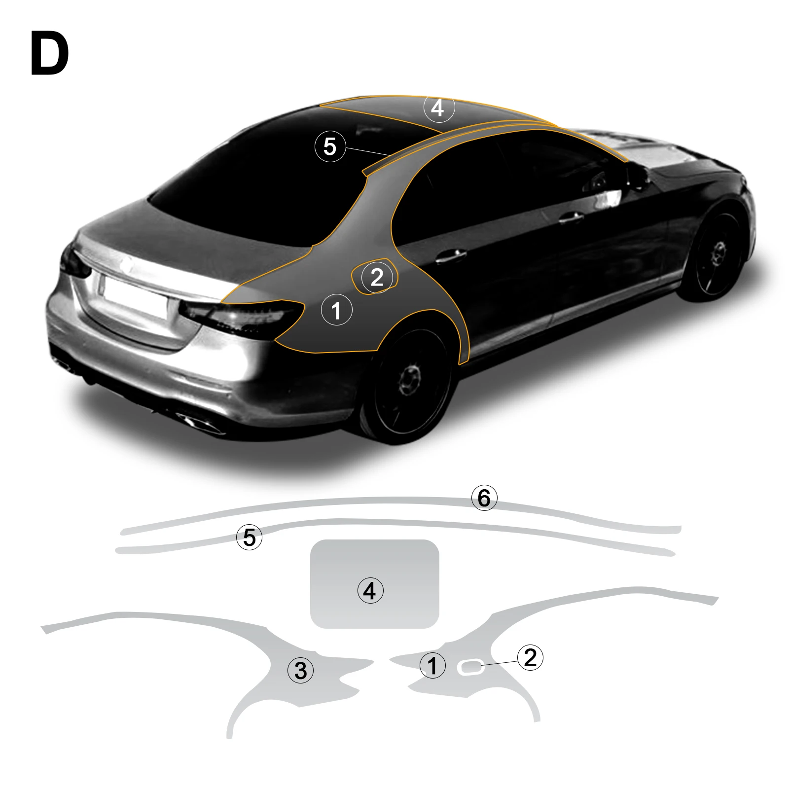 for Mercedes Benz E Class W213 2021-2023 Car Engine Fender Rear Tpu Film PPF Paint Protection Film Transparent Protective Film