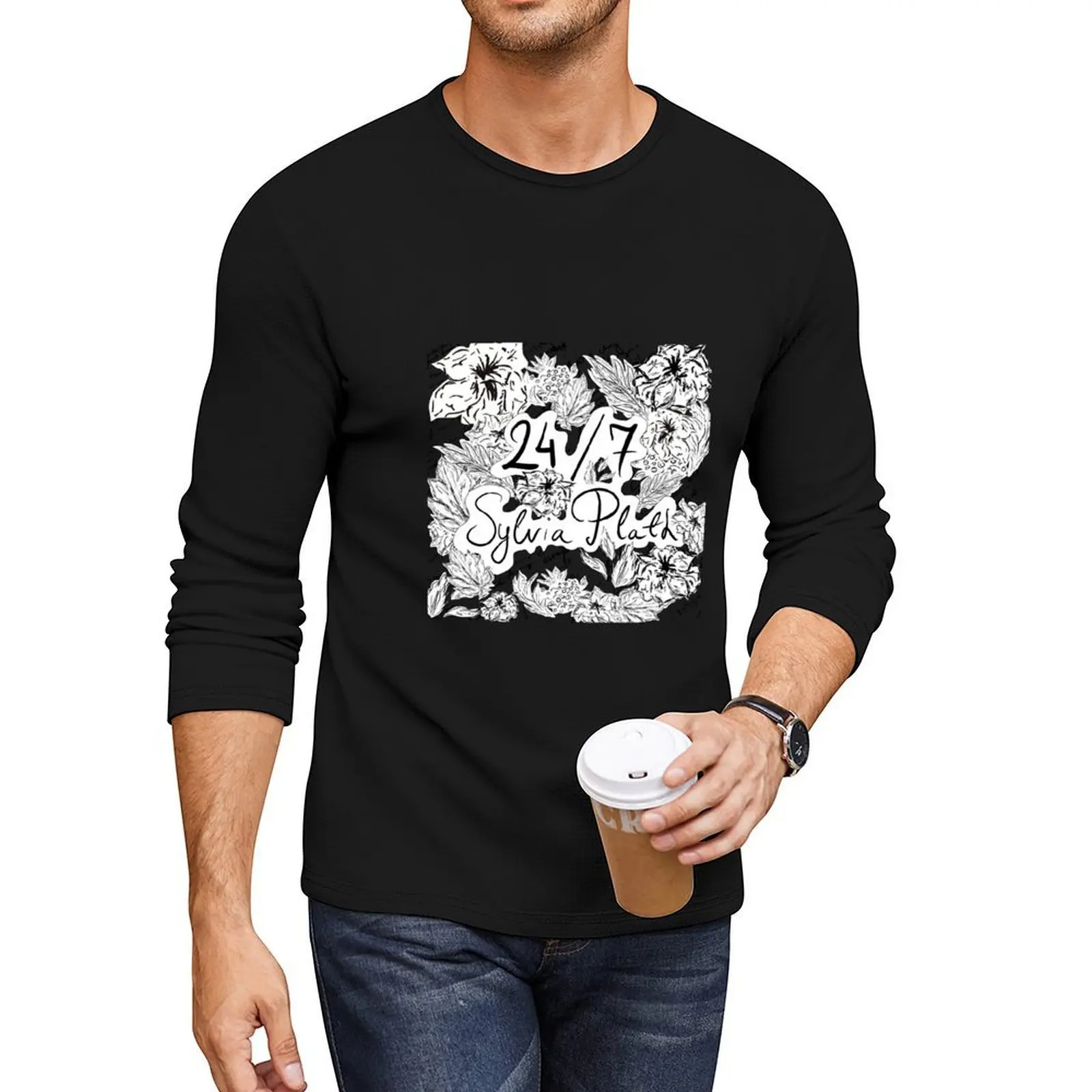 

24/7 Sylvia Plath Long T-Shirt kawaii clothes black t shirts sublime t shirt hippie clothes mens t shirts casual stylish