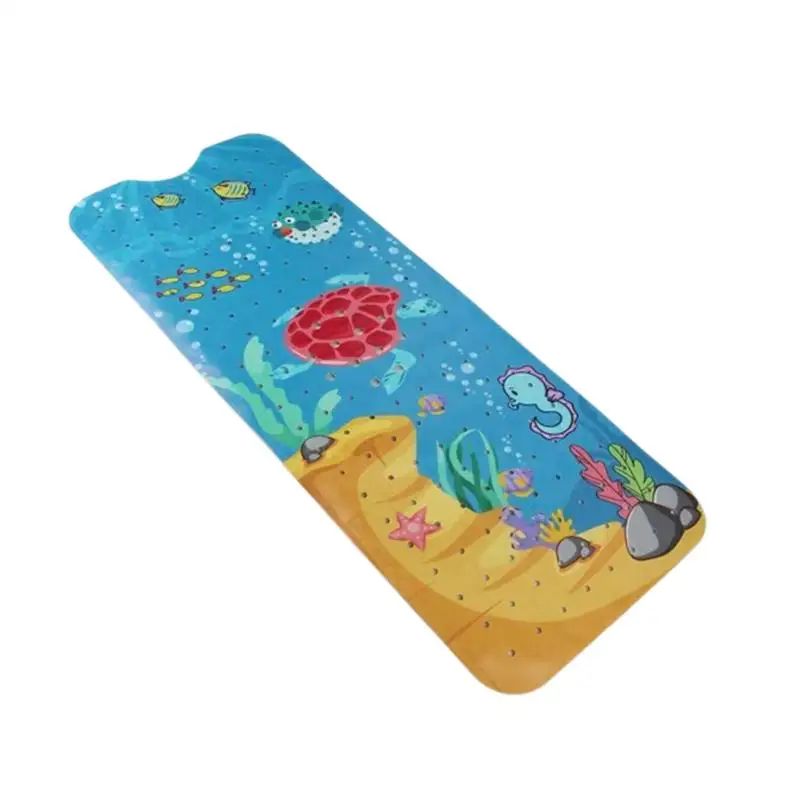 Baby Bath Mat For Tub Cartoon Pattern Extra Long Kids Bathtub Mat 40 X 16 Inch Machine Washable Toddler Baby Bathtub Mat With