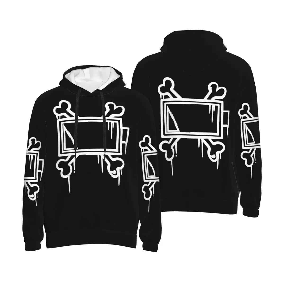 

Uzi Doorman Bone Batttery Hoodie Murder Drones Pullover Long Sleeve Sweatshirts Drawstring Hooded Shirt with Kanga Pocket