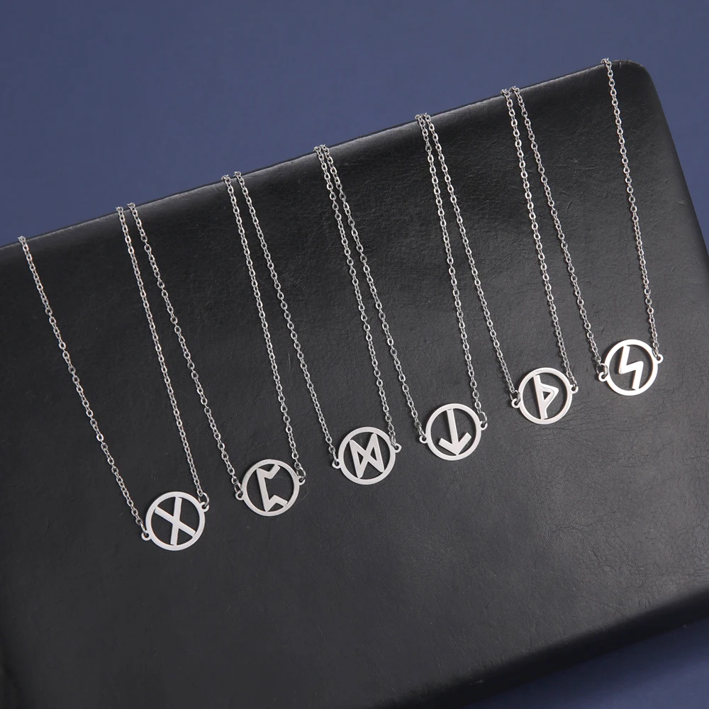 Dawapara The Elder Futhark 24 Runen Halskette Nordischer Glaube Schutz Paar-Halskette Edelstahl Schmuck – Detail 5