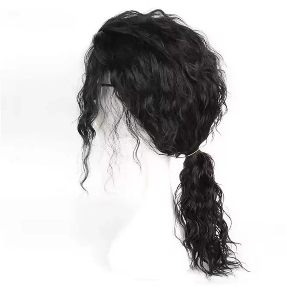 2026 Synthetic Men Black Mullet Wig+Glasses Long Curly 70s 80s Rocker Star Punk Wig Party Halloween Michael Jackson Cosplay Wig view 4