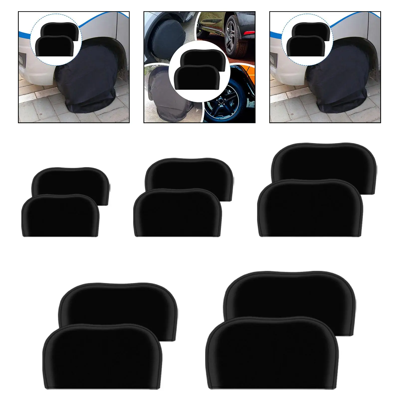 

2x Outdoor RV Tire Covers Windproof Simple Assembly Lightweight for Truck Trailer Dustproof Accessories Black Waterproof