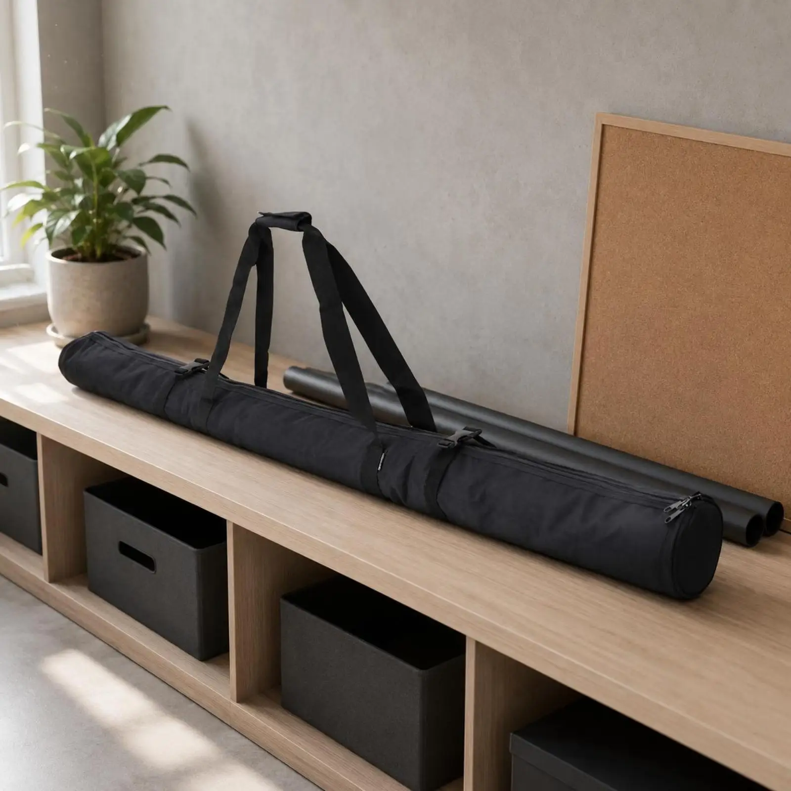 Double Strap Pole Bag Black Cylindrical Pole Bag Oxford Cloth