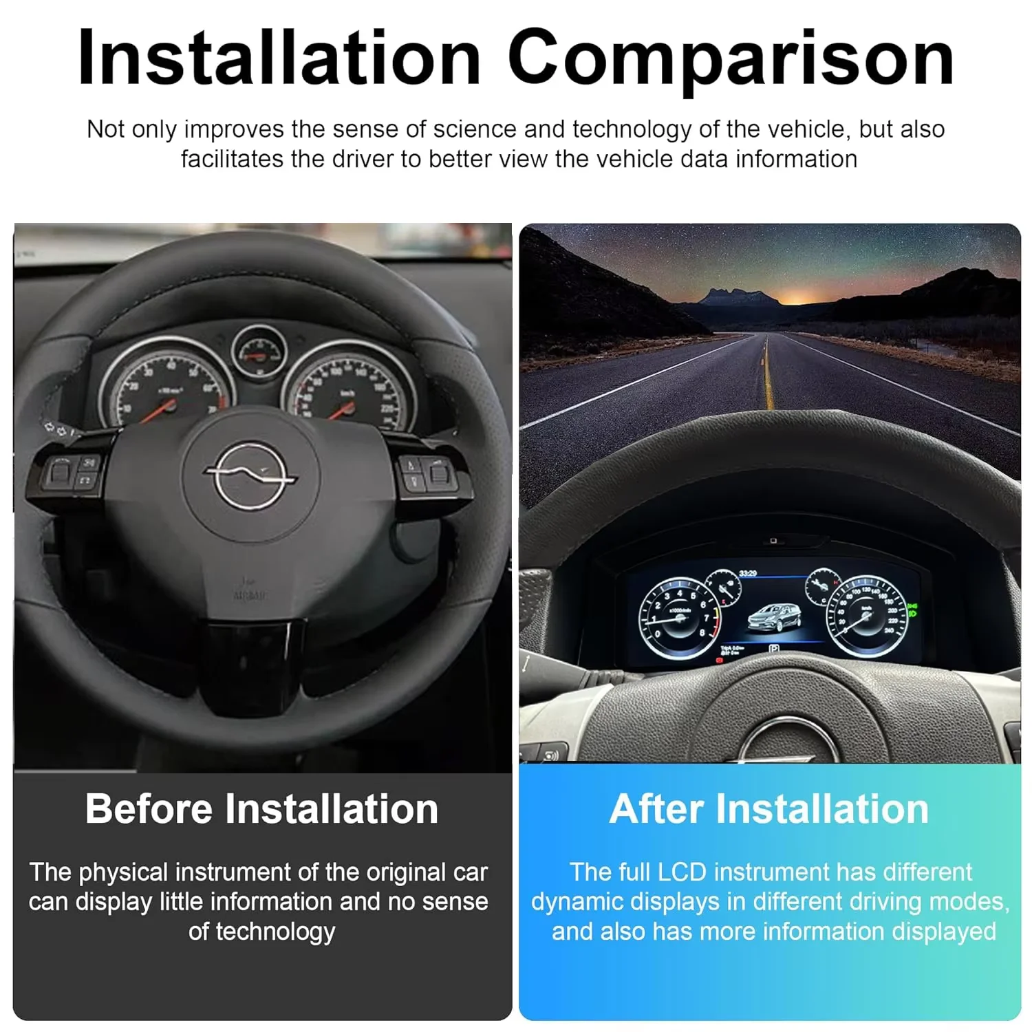 Dashboard For Opel Astra H 2004-2010 Zafira B 2005-2014 Cluster Screen Digital Speedometer LCD instrument panel 4+3 Colour UI