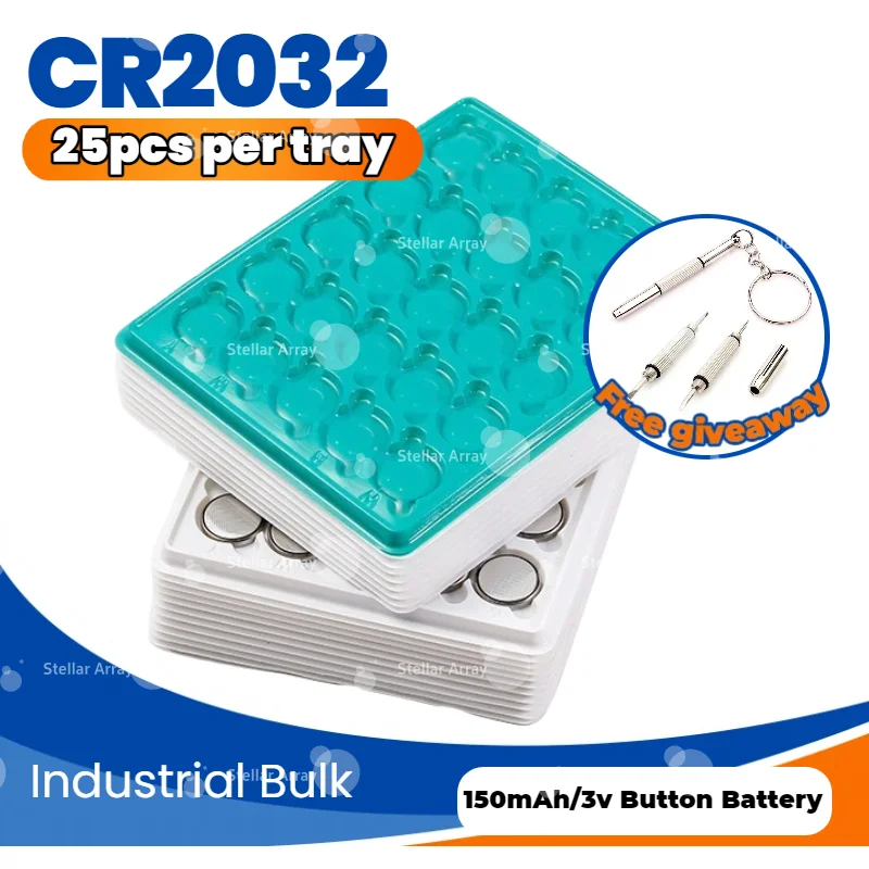 

High-Capacity 200mAh CR2032 3V Lithium Button Cell, Industrial Grade Power for Electronics Compatible with BR2032 DL2032