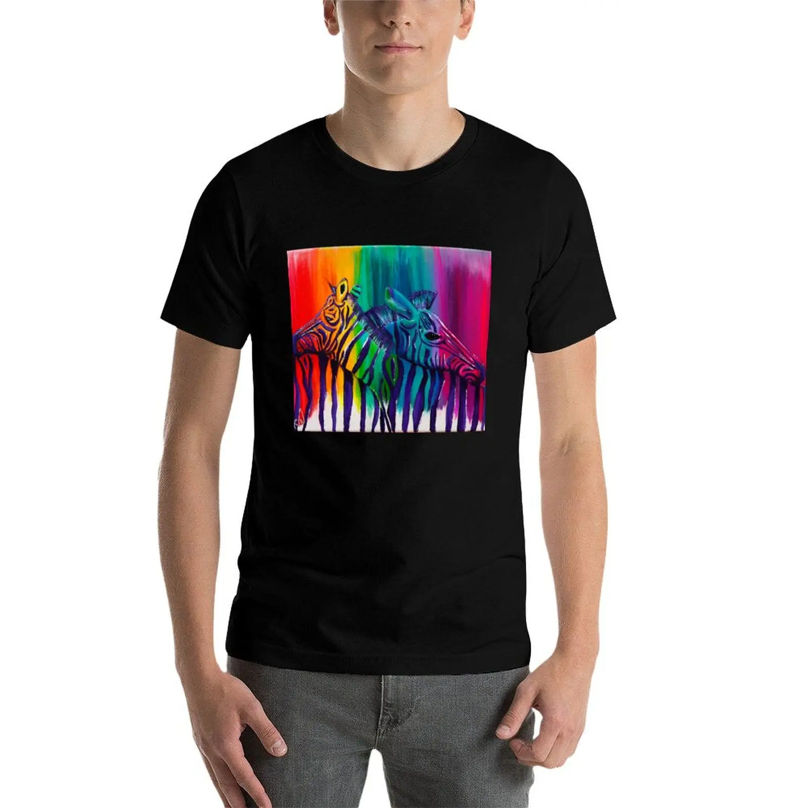 

Rainbow Zebra T-Shirt t shirts with prints man t shirts graphic t shirt personalised T-Shirt
