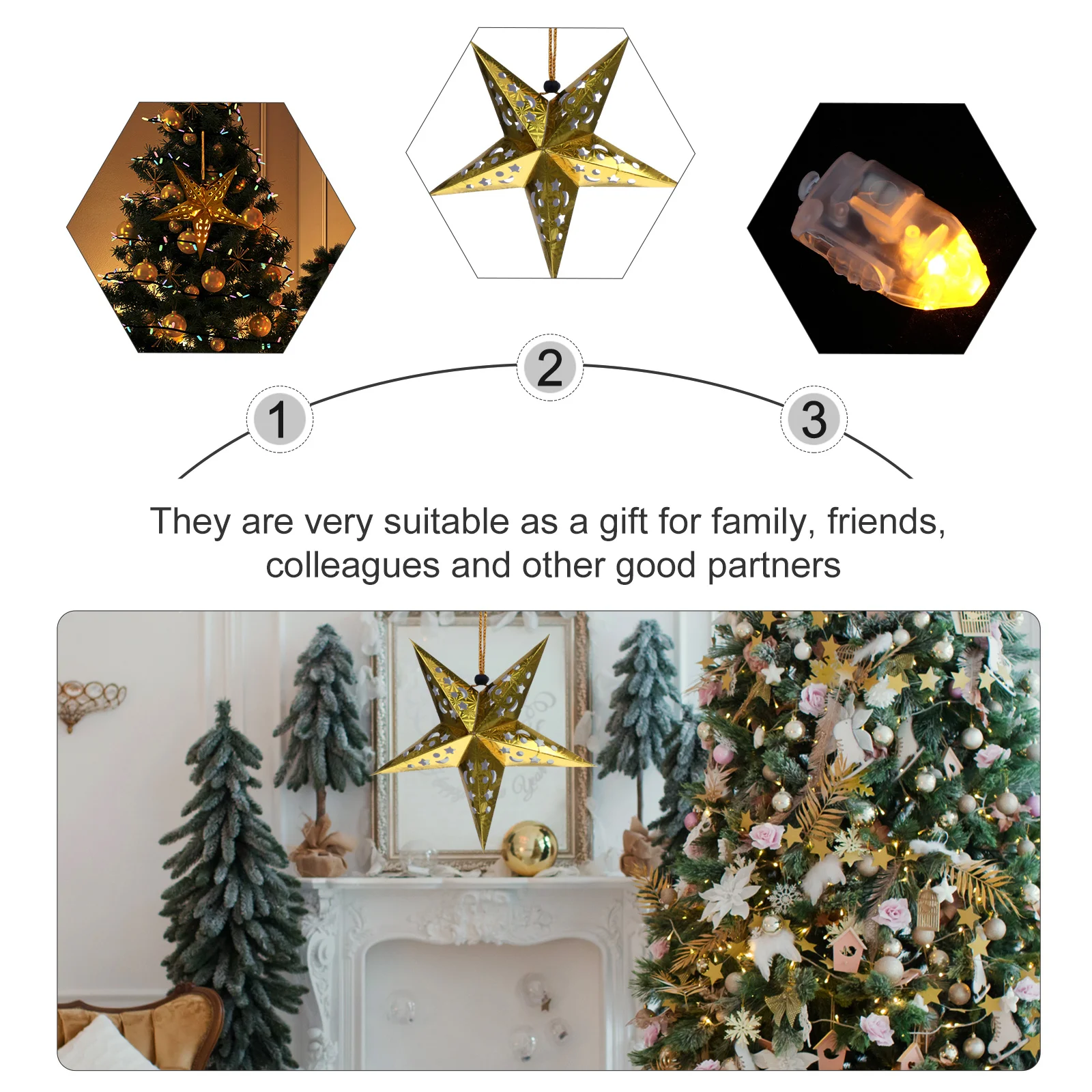 

1Set Hanging Light Christmas Pendant Stereo Paper Hanging Decor Xmas Party Supplies Christmas Ornament Decoration