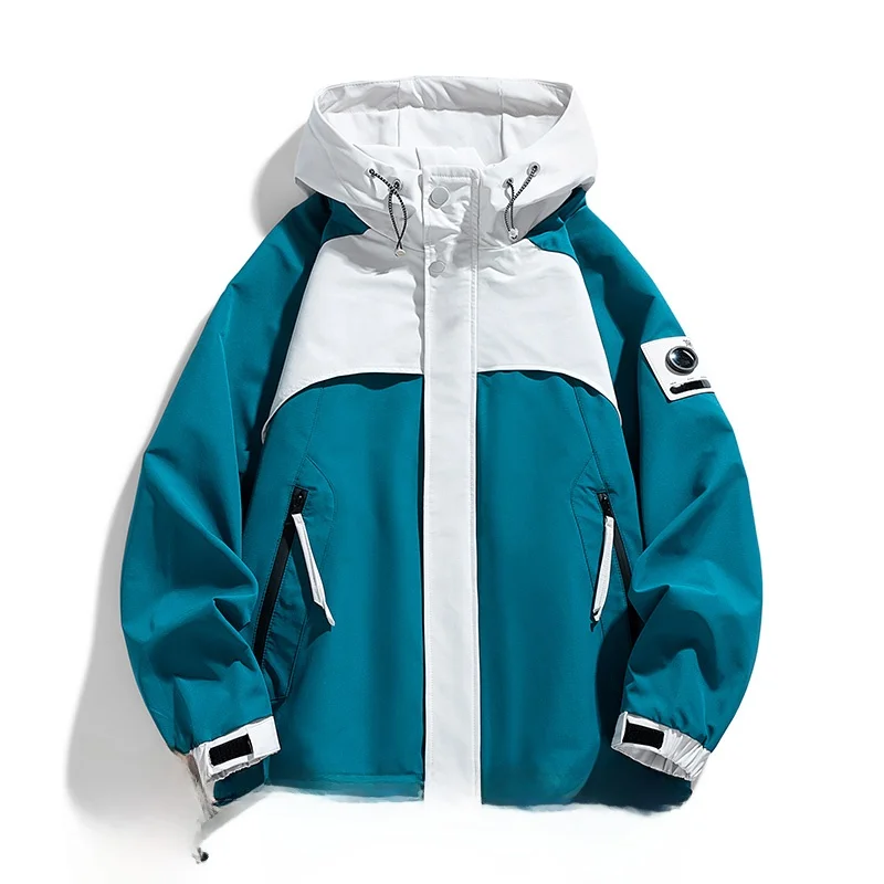 

Новая демисезонная свободная куртка с капюшоном, водонепроницаемая, для активного отдыха, мужская рабочая одежда, модный бренд, ветровка для пар HE