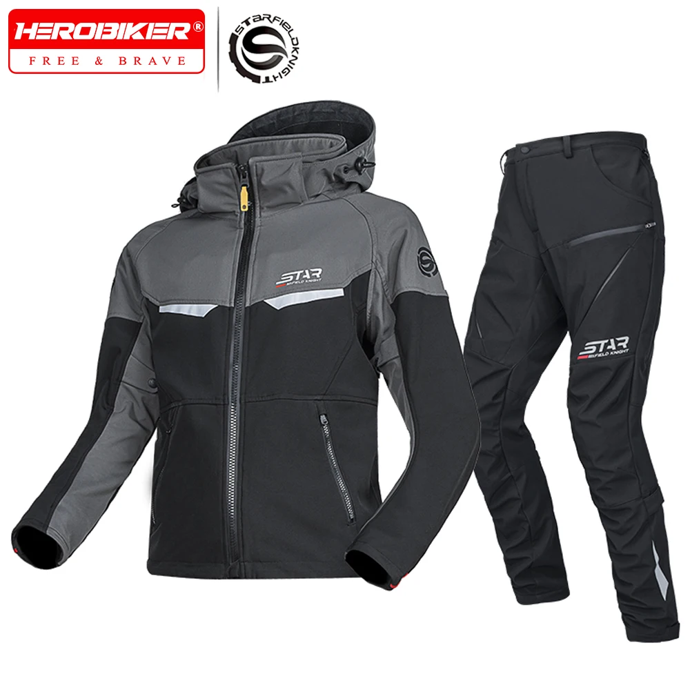 

Men's Motorcycle Jacket Windproof Cycling Clothing Motorcross Riding Jacket Pants With CE Certified Protective Gears