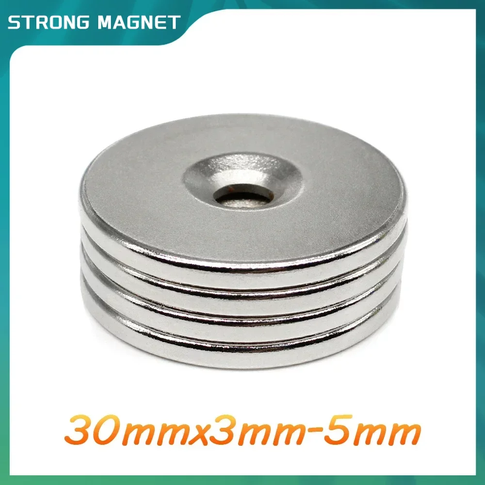 30x3-5 Round Strong Powerful Magnets 30X3 mm Hole 5mm 30x5 Disc Countersunk Search Magnet 30x3-5mm 30X3-5