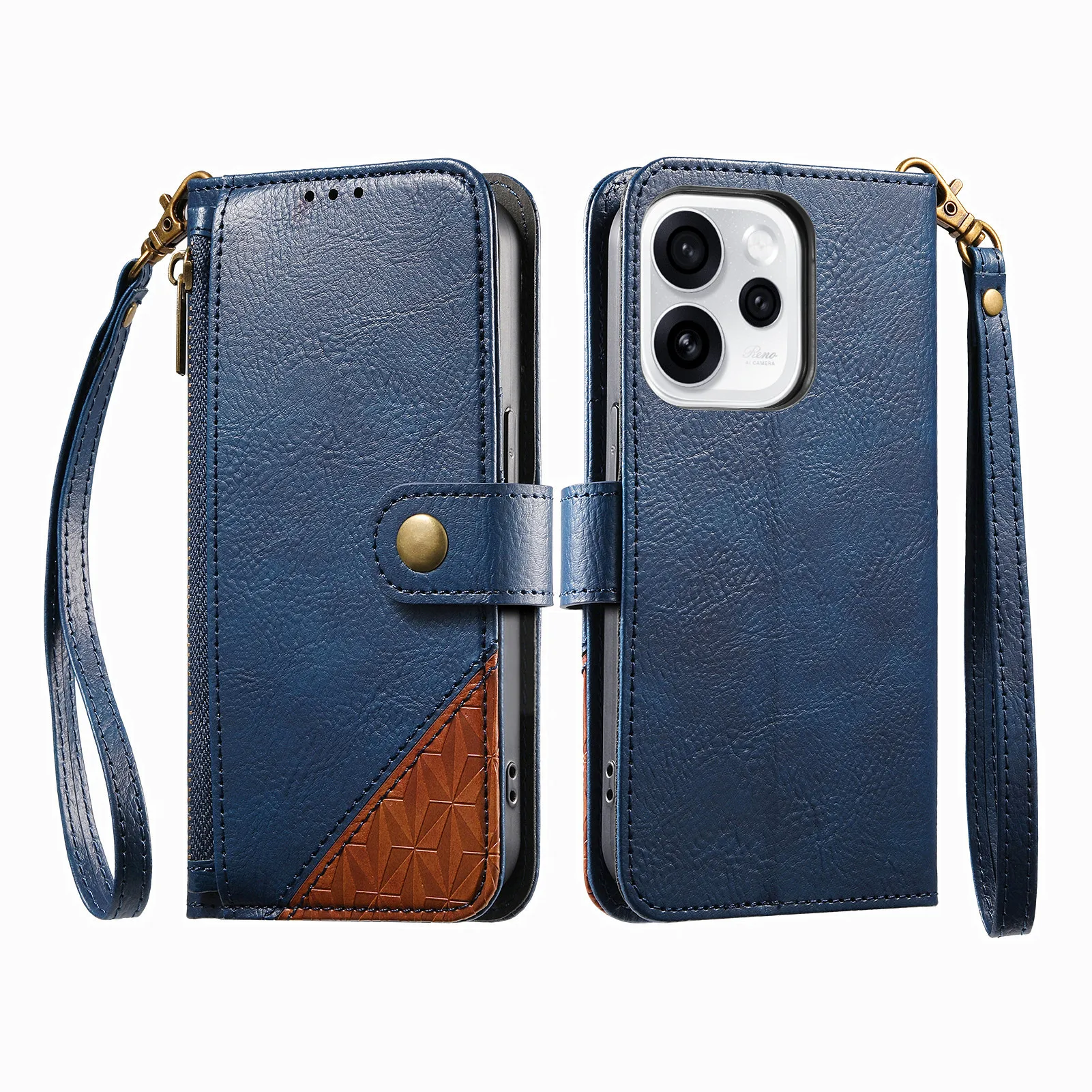 Leather Wallet Flip Case for Motorola Edge 70 60 50 40 30 Fusion Pro Neo 2025 2024 5G Phone Cover Detachable Wrist Strap view 3