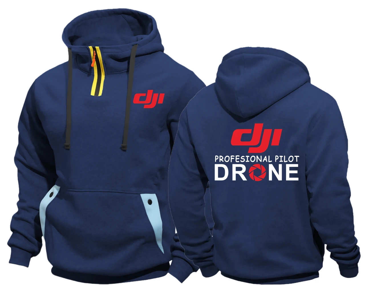 Dji Professional Pilot Drone Semi-Zip Pocket Men's Hoodie Sweatshirt Coat Tops Jacket Outwear Hooded Sweater Sweatshirts
