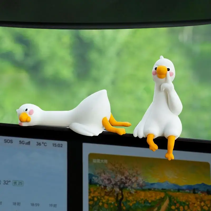 C Resin Cartoon Animal Decor For Desk Car Dashboard TV Monitor Gift Idea Cute 3D Duck Figurine Mini Resin Duck Ornament Playful