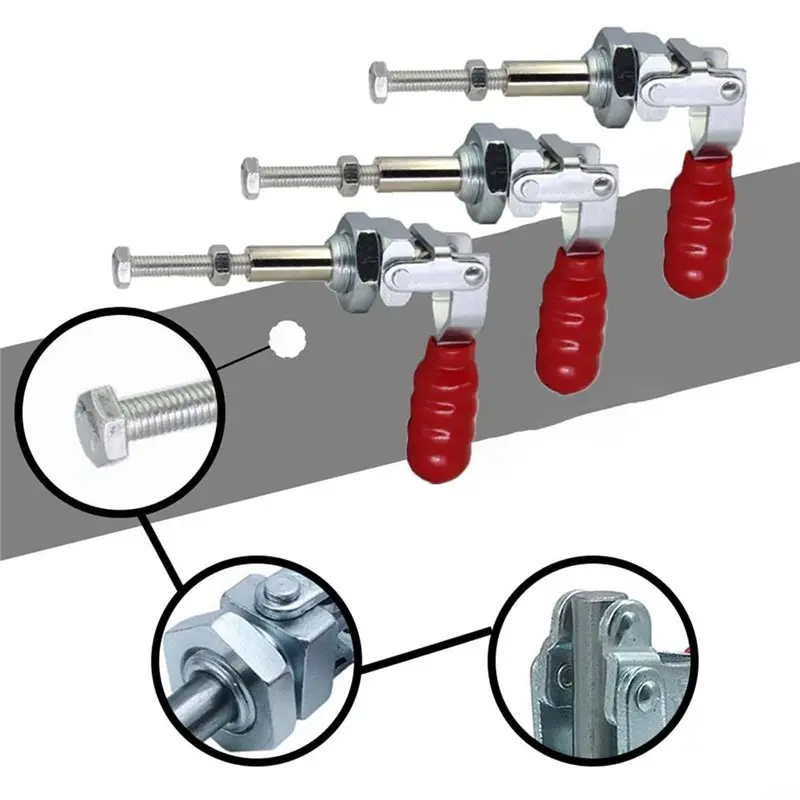 For Woodworking Welding Electronic Assembly Push-Pull Action Toggle Clamp Set, 100Kg Capacity, Galvanized Iron Hand Tool-AA26