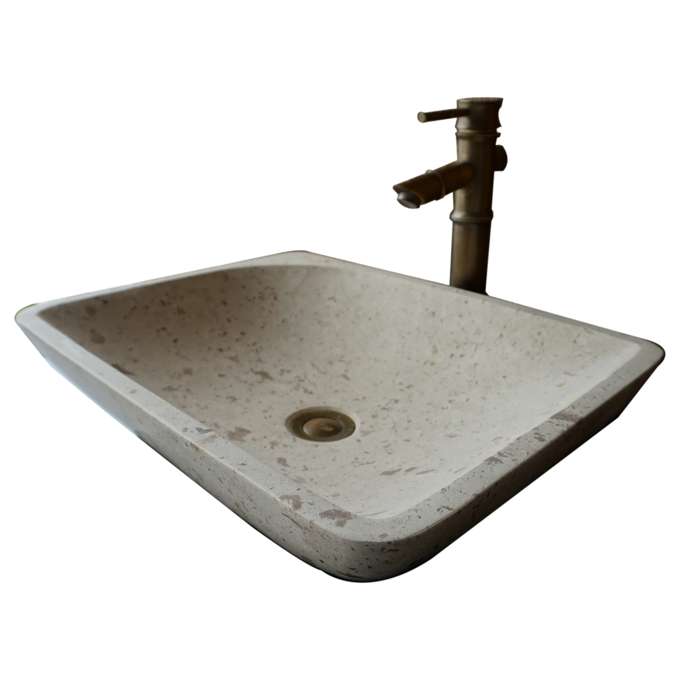 حوض غسيل رخامي بنمط بقعة مستطيلة باللون الأبيض الطبيعي، حوض حديقة المزرعة الجانبية