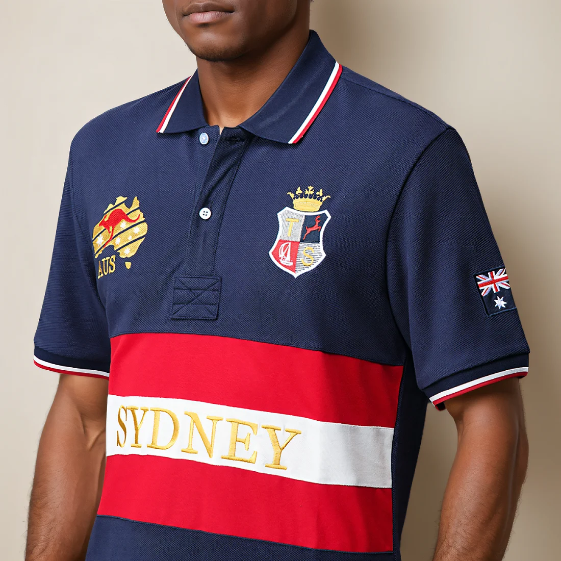 Men\'s polo shirt Australia Sydney cotton embroidery stitching color classic fashion original design pure cotton high quality