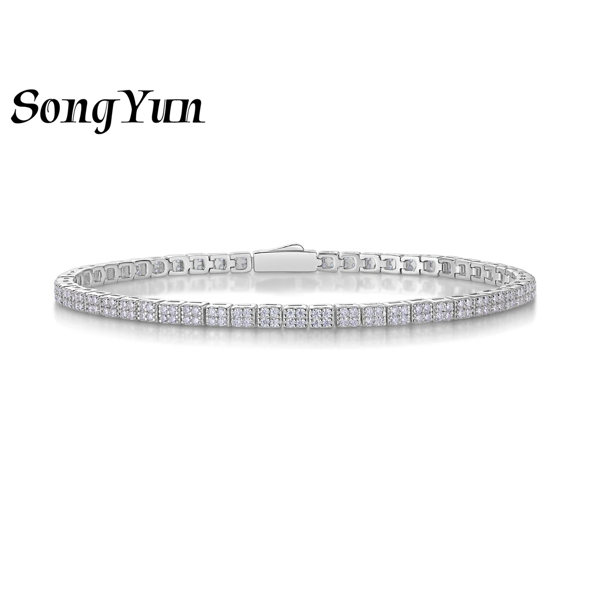 

SONGYUN Brand Jewelry 925 Sterling Silver Tennis Bracelet Moissanite Diamond Chain Women 18K Real Gold Plated SYT Patent Bangle