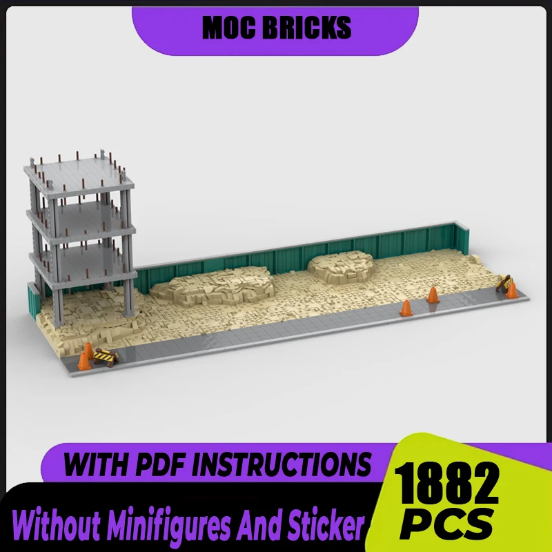 Modular Construction Site Moc Building Blocks City Street View Display for Sets 60409 Bricks DIY Construction Toys Holiday Gifts