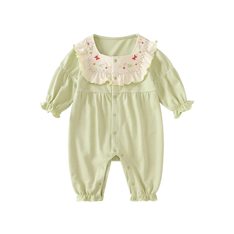 

MINISO Baby Onesie Girl Spring Front Open Button Soft Cotton Korean Version Kawaii Infant Casual Daily Wear Newborn 0-12 Months