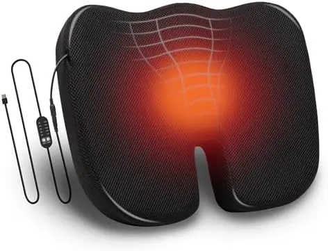 

Mind Reader Heated Memory Foam Seat Cushion – Black, 4 Heat Settings & Auto Shut-Off