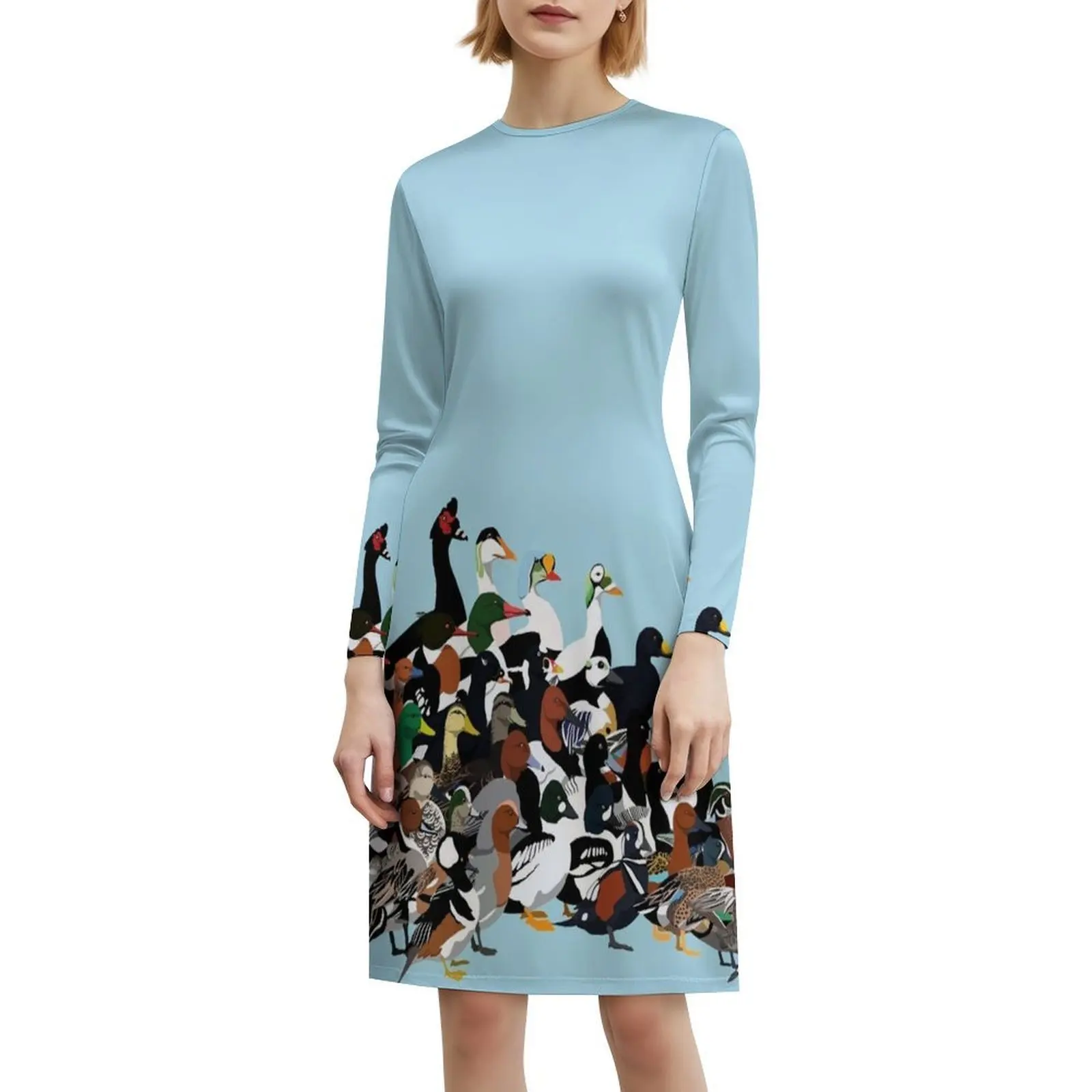 فستان قصير على طراز بطة أمريكا الشمالية للنساء على شكل حرف a فضفاض مناسب فستان يوم غير رسمي على شكل بطة الطيور Merganser سكوتر الحيوان #6