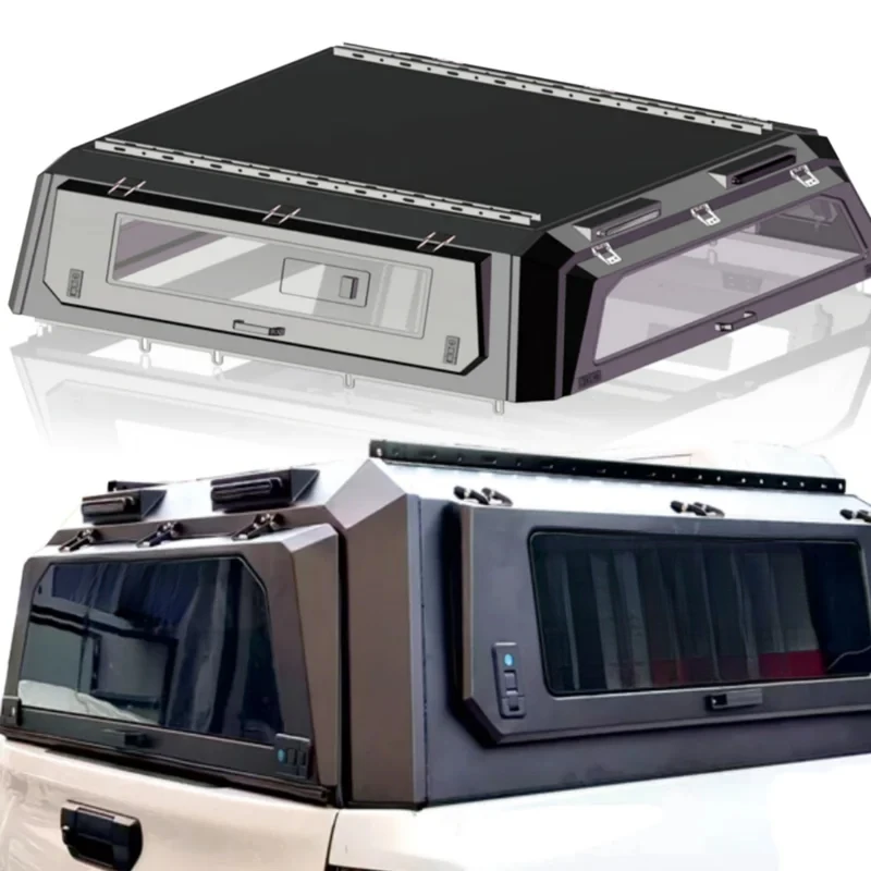 Manual Waterproof Locking Aluminum Alloy Pickup Truck Canopy With Hard Cover For Commercial & Outdoor Use