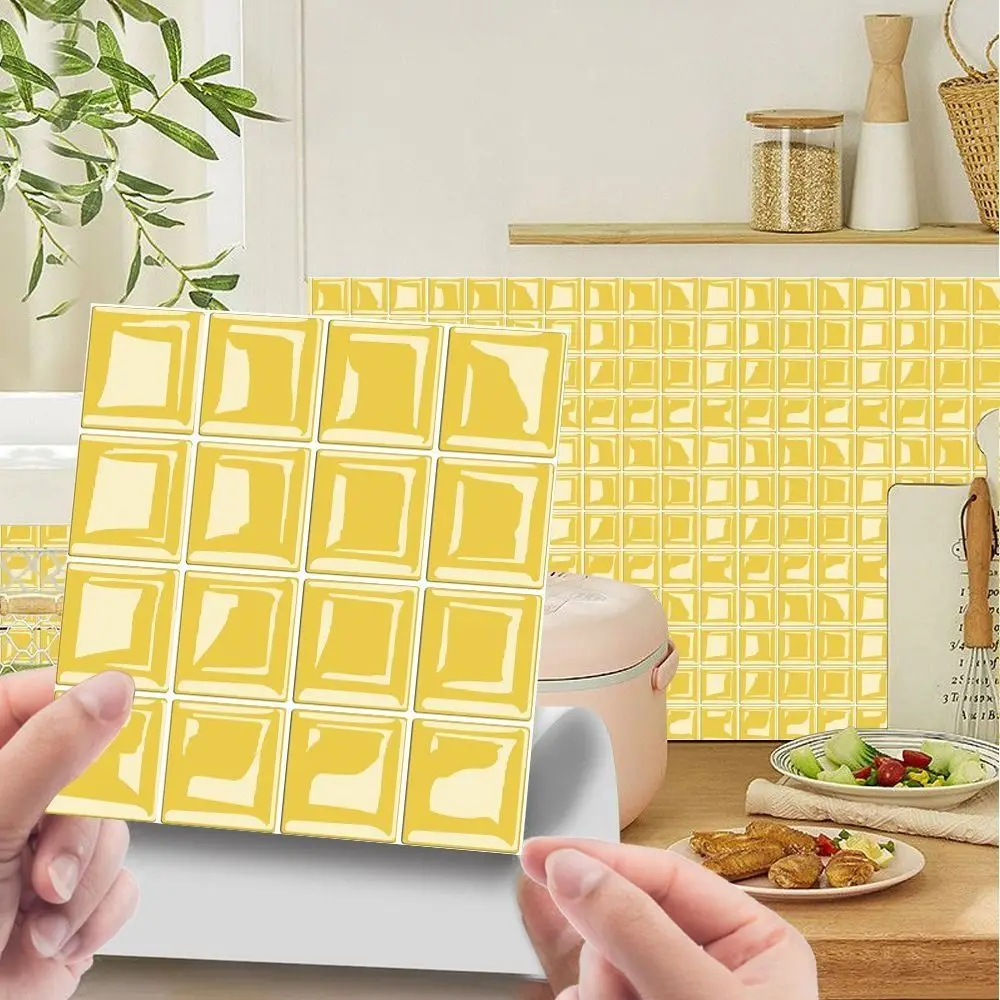 10Pcs 10x10CM Mosaic Tiles Wall Sticker PVC 3D Mosaic Crystal Tile Stickers Creativity Self-Adhesive Brick Tile Stickers Home