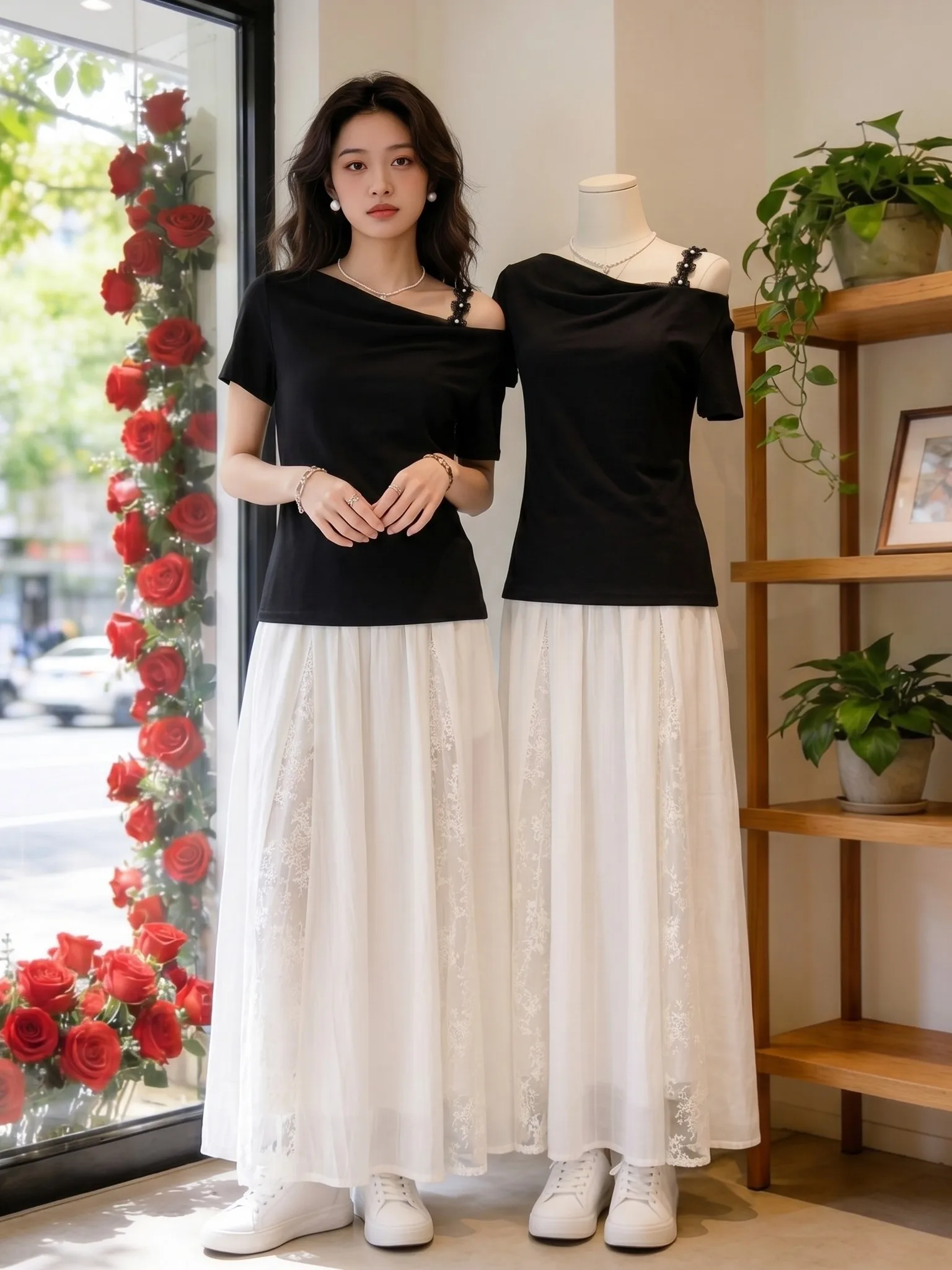 

2026 Summer Unique Short Sleeve T-Shirt And High Waist Skirt Set Women's Fashionable Versatile Two-Piece Ensemble Breathable