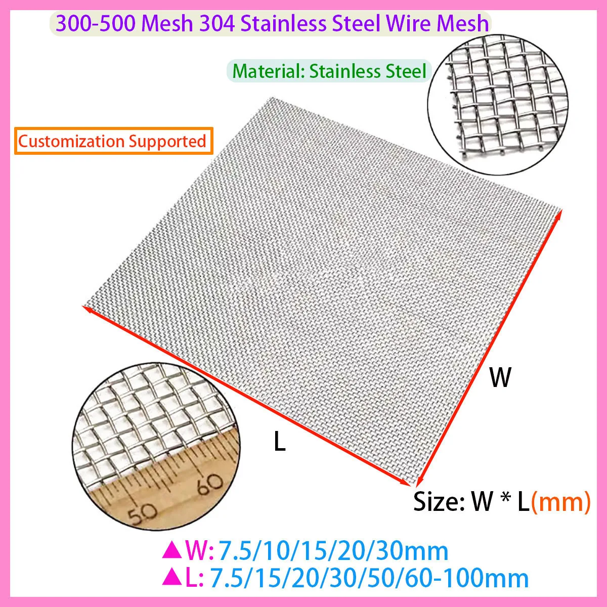 

Woven Thread High-quality Stainless Steel Mesh Filter Plate 10-50/60/80/100/120/150/200/250/300/350/400 Mesh