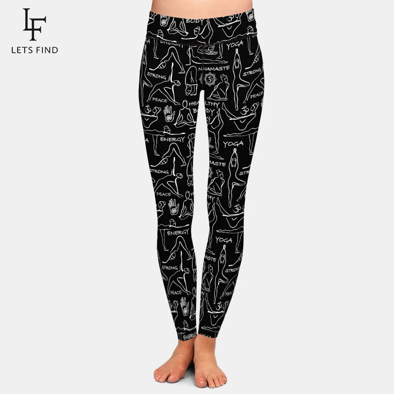 LETSFIND 2020 Fashion New Women Printed Leggings High Waist Fitness Pants  Comfortable Slim Full Leggings