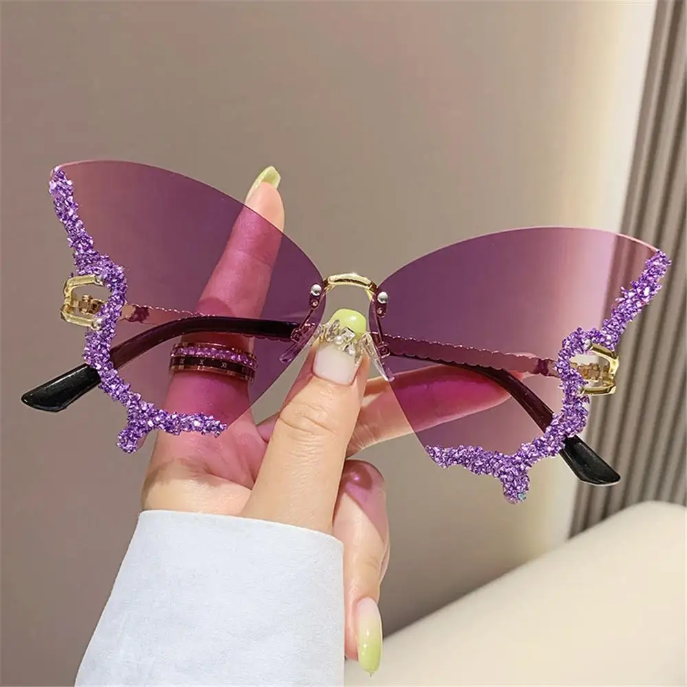 

Diamond Oversized Rhinestone Bling Sun Glasses Ladies Shades Purple Sunglasses for Women Butterfly Sunglasses