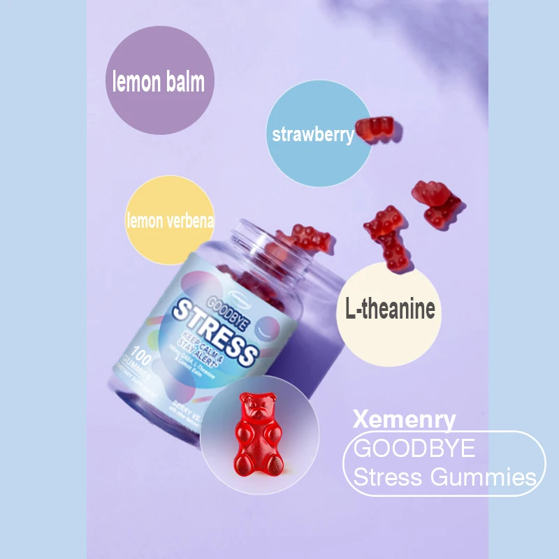 Goodbye Stress Gummies - Contains GABA, L-Theanine, Mood and Stress Relief, Gluten Free, Non-GMO