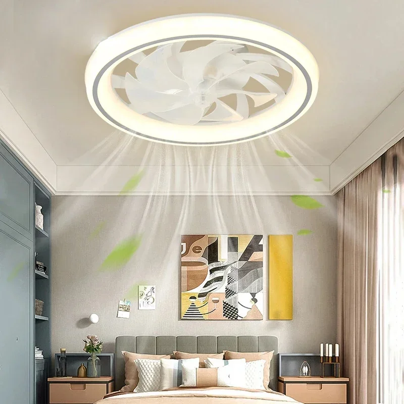 Imagem -03 - Modern Led Fan Light com Controle Remoto Lâmpada para Quarto Sala de Estar Estudo Casa Iluminação Interior Velocidades 48cm