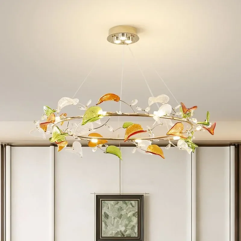 Modern Crystal Leaf Chandelier Luxury Living Room Ceiling Light Creative Art Pendant Lamp For Bedroom Villa High End Decor