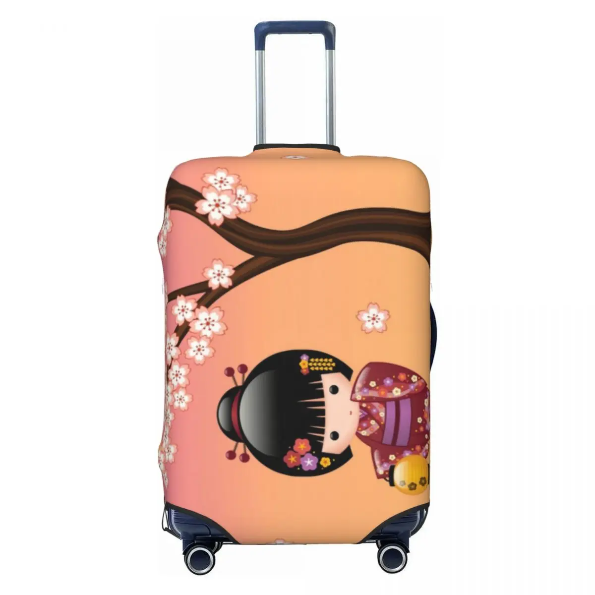

Пользовательские японские куклы Сакура Кокеши, чехол для багажа, Забавный гейша, дорожный чемодан, защитный чехол для 18-32 дюймов