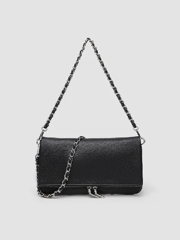 

Fashion Women's Lychee Pattern PU Leather Foldable Clutch Bag, Trendy Chain Shoulder Crossbody Underarm Small Square Bag