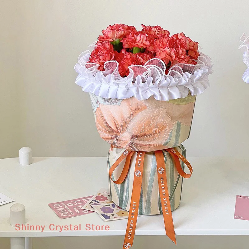 20 pezzi di bouquet rotondo fiori stereotipo rosa pacchetto fodera carta da imballaggio materiale negozio di fiori strumento ausiliario