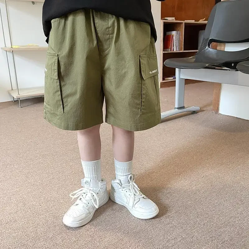 2024 ragazzi pantaloncini estate bambini pantaloni larghi ragazzi adolescenti Casual sottile Multi-tasca Cargo pantaloni corti pantaloni di cotone