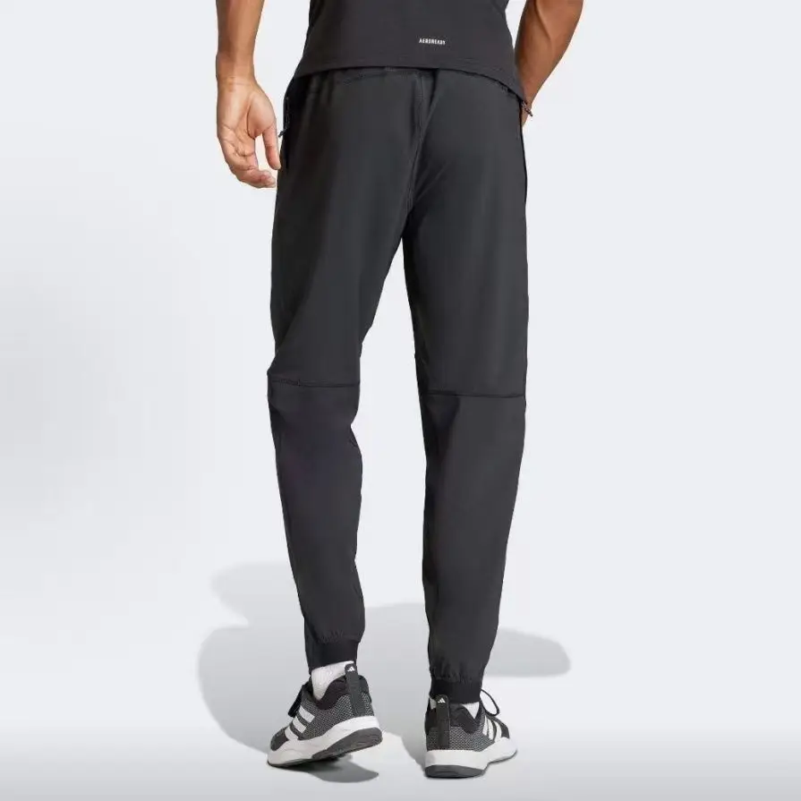 Adidas Train Essentials Solid Color Logo Sports Pants Men's Logo Elastic Waist Quick-Dry Woven Black It5457