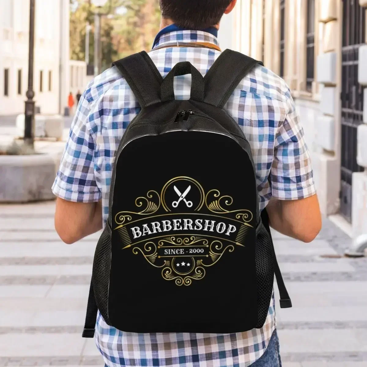 Barbershop Sign Laptop Backpack Women Men Basic Bookbag for School College Students Barber Shop Bags