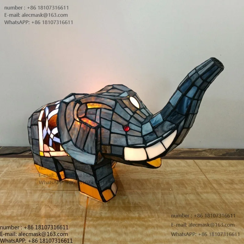 

Glass elephant decoration children's room table lamp pure handmade cute animal night light