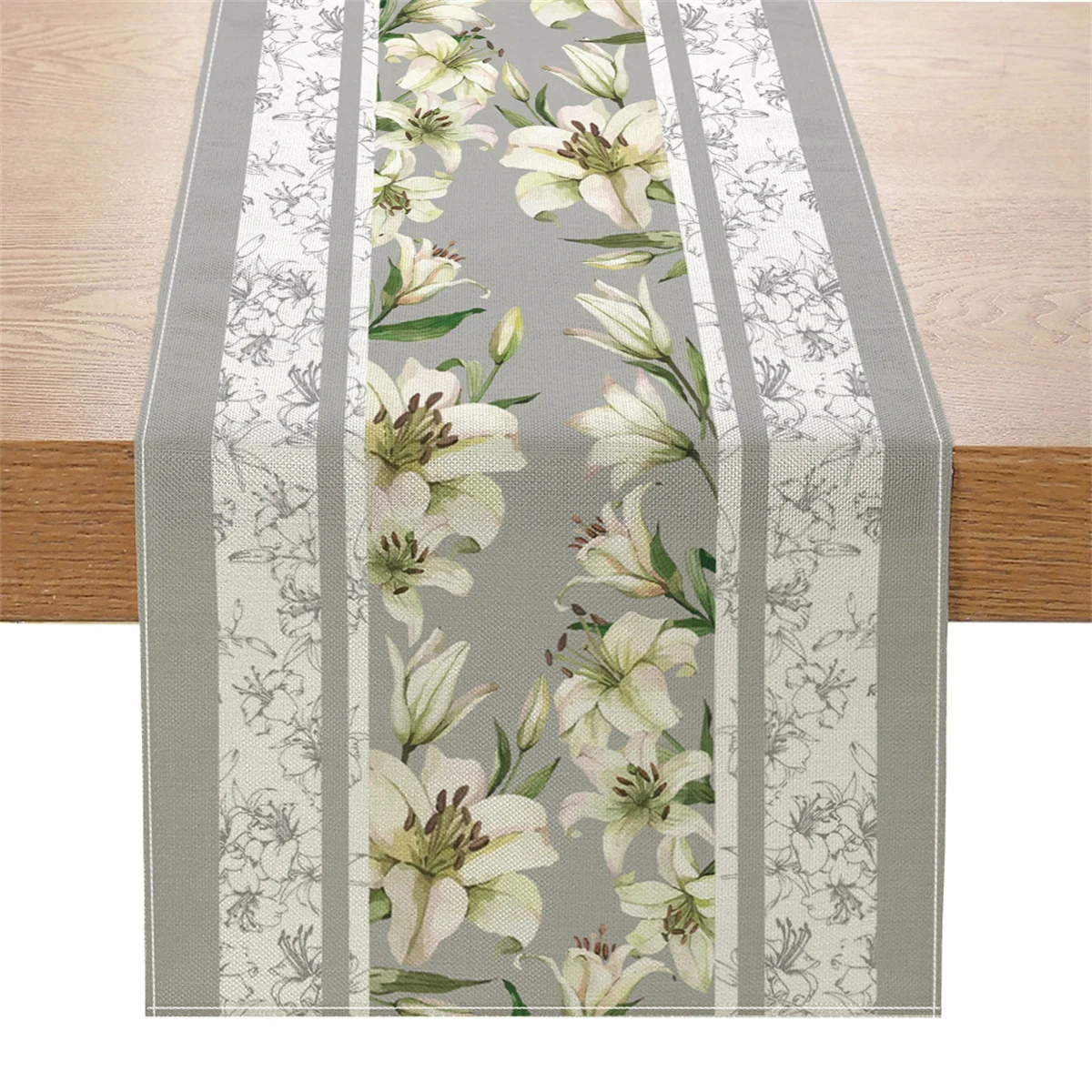 Watercolor Blue Poppy Table Runner, Translucent Floral Decor for Spring, Summer, Kitchen & Dining Room Table Settings