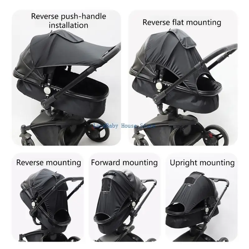 BX0D عربة أطفال مظلة مقاومة للماء سهلة التركيب واقية من الشمس الظل عربة أطفال مقاومة للماء مع نافذة عرض